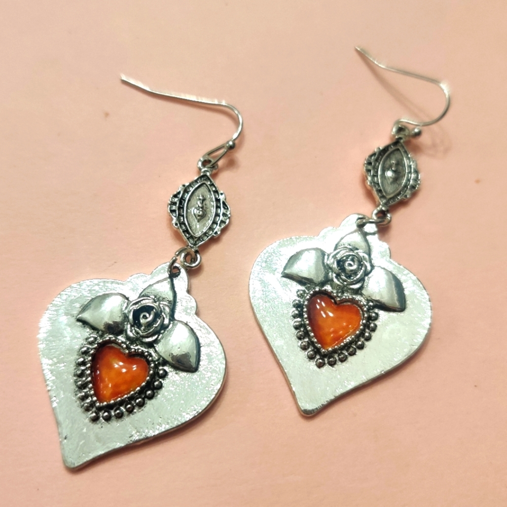 Heart shaped Long Earrings